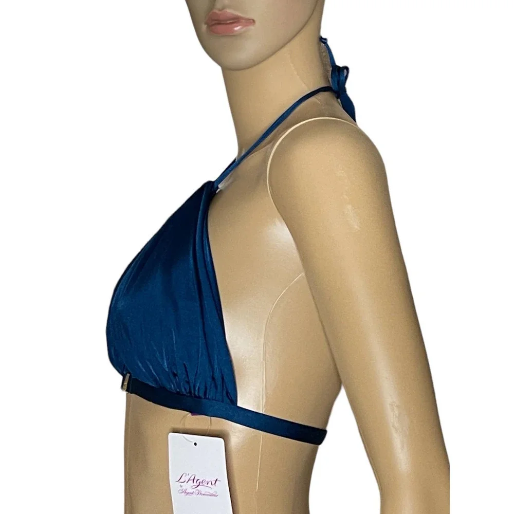 L'Agent by Agent Provocateur‎ Tania Bikini Top in Blue Halter Style XS New